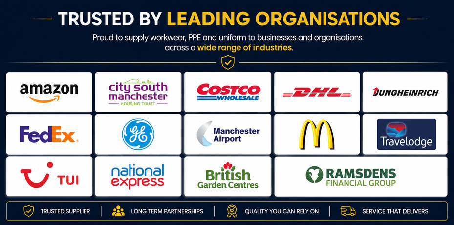 Corporate workwear PPE and uniform customers supplied by The Site Supply Company