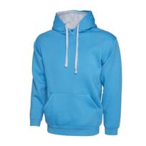 Uneek Contrast Hooded Sweatshirt - Sapphire Blue / Heather Grey