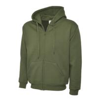 Uneek Full Zip Hooded Sweatshirt - Olive Green