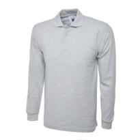 Uneek Long Sleeve Polo Shirt - Heather Grey