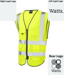 Watts Hi-Vis Executive Sleeveless Vest (Printed Watts Logo) - Yellow