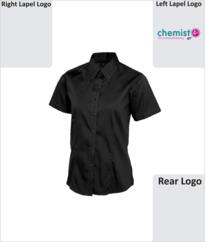Chemist 4 U Ladies Oxford Half Sleeve Shirt - Black