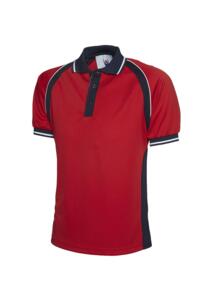 Uneek Sports Poloshirt - Red  / Navy Blue