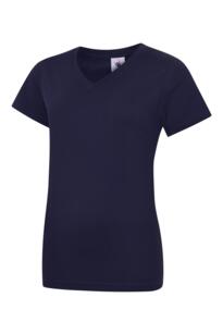 Uneek Ladies Classic V Neck T Shirt - Navy Blue