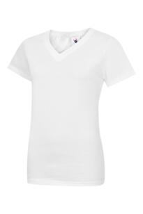Uneek Ladies Classic V Neck T Shirt - White