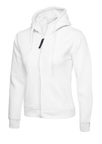 Uneek Ladies Classic Full Zip Hooded Sweatshirt - White