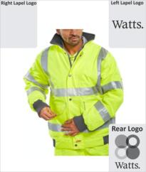 Watts Hi-Vis Deluxe Bomber Jacket (Printed Watts Logo) - Yellow