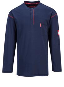 Button Down Flame Resistant Henley Shirt - Navy Blue