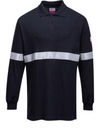 Flame Resistant Anti-Static Long Sleeve Polo - Navy Blue