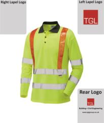 TGL Building + Civil Engineering HiVis CoolViz L/S Braced Polo Shirt [Printed] - Yellow