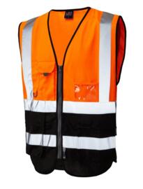 Leo HiVis Two Tone Executive Vest - Orange / Black