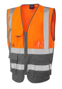 Leo HiVis Two Tone Executive Vest - Orange / Grey