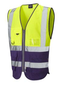 Leo HiVis Two Tone Executive Vest - Yellow / Purple