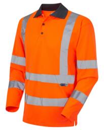 Leo HiVis Ecoviz Long Sleeved Polo Shirt - Orange