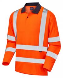 Leo HiVis Ecoviz Comfort Long Sleeved Polo Shirt - Orange