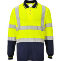 Portwest HiVis L/S Polo Shirt - Yellow / Navy