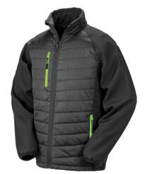 RESULT COMPASS PADDED SOFTSHELL JACKET - Black / Lime Green