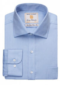 Brook Taverner 7655 Altare – Single Cuff Shirt Cotton Herringbone - Blue