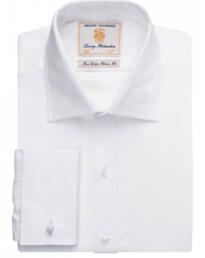 Brook Taverner Andora Classic Fit Shirt - White Herringbone