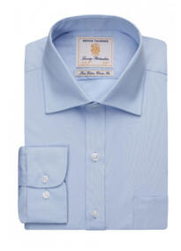 Brook Taverner Cheadle Single Cuff Shirt Cotton Poplin - Sky Blue