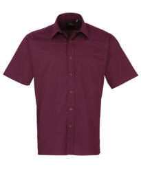 Premier PR202 - Short Sleeve Poplin Shirt - Aubergine