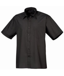 Premier PR202 - Short Sleeve Poplin Shirt - Black