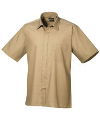 Premier PR202 - Short Sleeve Poplin Shirt - Khaki