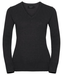 Russell Women's V-neck Knitted Sweater - Charcoal Marl