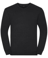 Russell V-neck Knitted Sweater - Charcoal Marl