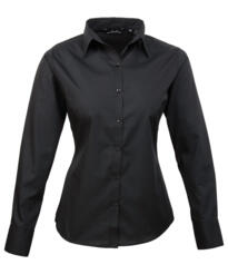 Premier PR300 - Ladies Poplin Long Sleeved Blouse - Black