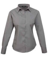 Premier PR300 - Ladies Poplin Long Sleeved Blouse - Dark Grey