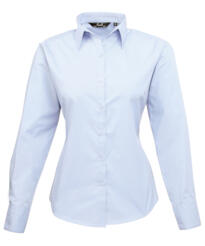 Premier PR300 - Ladies Poplin Long Sleeved Blouse - Light Blue