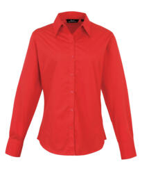 Premier PR300 - Ladies Poplin Long Sleeved Blouse - Red