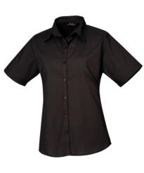 Premier PR302 - Ladies Poplin Short Sleeved Blouse - Black