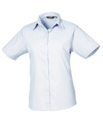 Premier PR302 - Ladies Poplin Short Sleeved Blouse - Light Blue