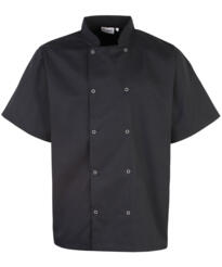 Premier Studded Front Short Sleeve Chef's Jacket - Black