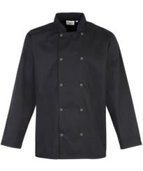 Premier Studded Front Long Sleeve Chef's Jacket - Black