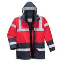 Portwest S466 - Hi-Vis Contrast Winter Parka Jacket - Red / Navy Blue