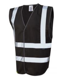 LEO W05 Pilton - Hi-Vis Ecoviz Reflective Waistcoat - Black