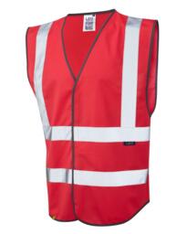 LEO W05 Pilton - Hi-Vis Ecoviz Reflective Waistcoat - Red