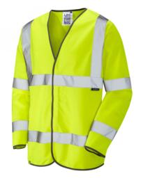 LEO S01 Shirwell - Hi-Vis Ecoviz Sleeved Waistcoat - Yellow