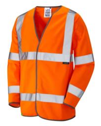 LEO S01 Shirwell - Hi-Vis Ecoviz Sleeved Waistcoat - Orange