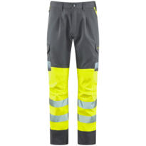 LEO CT05 Winford - Hi-Vis Ecoviz Polyester Stretch Cargo Trousers - Yellow / Grey