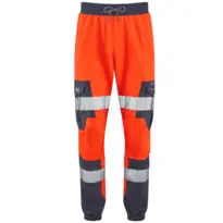 LEO BT01 Hawkcombe - Hi-Vis Ecoviz High Performance Ballistic Stretch Trouser - Orange / Navy