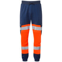 LEO JT01 Hawkridge - Hi-Vis Ecoviz High Performance 4X Stretch Trousers - Orange / Navy