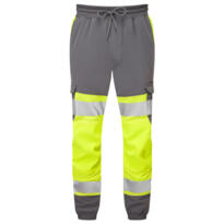 LEO JT01 Hawkridge - Hi-Vis Ecoviz High Performance 4X Stretch Trousers - Yellow / Grey