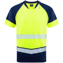 LEO T16 Forda - Hi-Vis EcoViz Performance Dual Colour Tee Shirt - Yellow / Navy