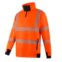 Future Garments SS104 - Hi-Vis 1/4 Zip Sweatshirt - Orange / Navy