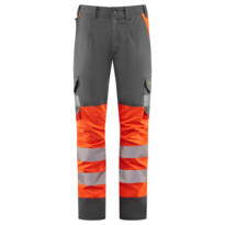 LEO CT05 Winford - Hi-Vis Ecoviz Polyester Stretch Cargo Trousers - Orange / Grey