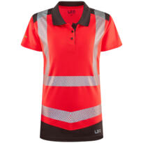 LEO PL14 Elmscott - Hi-Vis Ecoviz Performance+ Womens Dual Colour Polo - Red / Grey